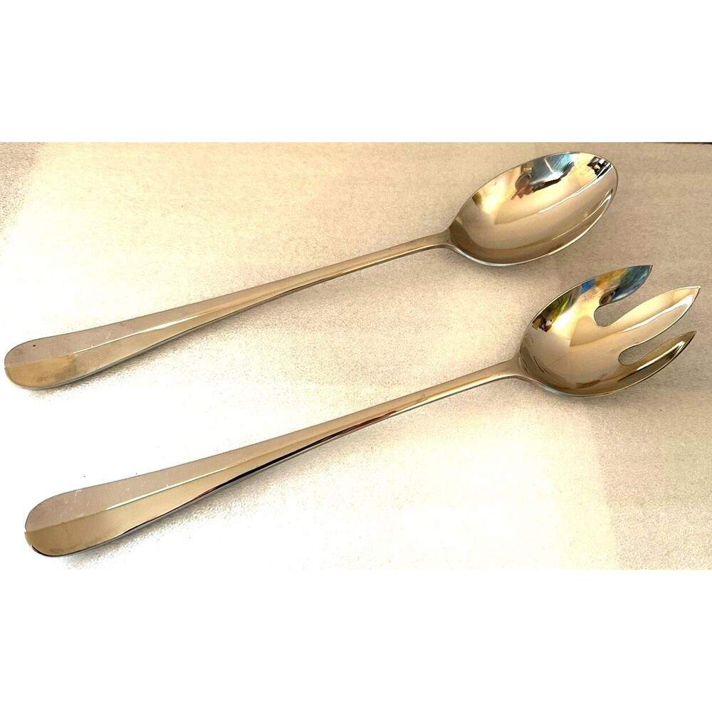 Vintage 80's Salad Serving Set Stainless Steel 13" Windsor Silversmiths Japan